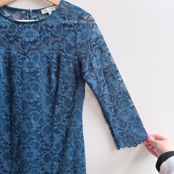 John Rocha Emerald Blue Lace Knee Length Dress - Picture 5 of 16